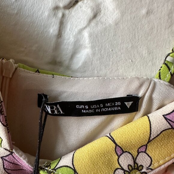 Zara Strapless Floral Mini Dress Summer Size Small - Picture 4 of 5